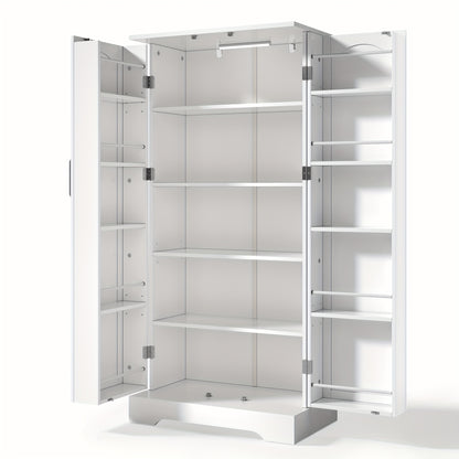 Keukenkast – Opbergkast – Keukenmeubel – Buffetkast – Organizer – Wit – Verstelbare planken – Dubbele deuren – Anti-kantelbeveiliging – 60x35x128 cm