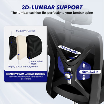 Bureaustoel – Ergonomische Stoel – Office Chair – Bureau Stoel – Gaming Stoel – Verstelbare Armleuningen – Lendensteun & Hoofdsteun – Draaibaar – Tot 200 Kg