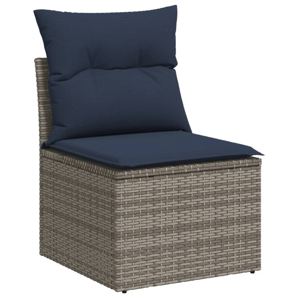 Tuinbankset – Tuinmeubelset – Tuinbank – Buitenbank – Terrasmeubelset – Grijs – Met Tafel – Weerbestendig Polyrattan – Acaciahouten Tafelblad