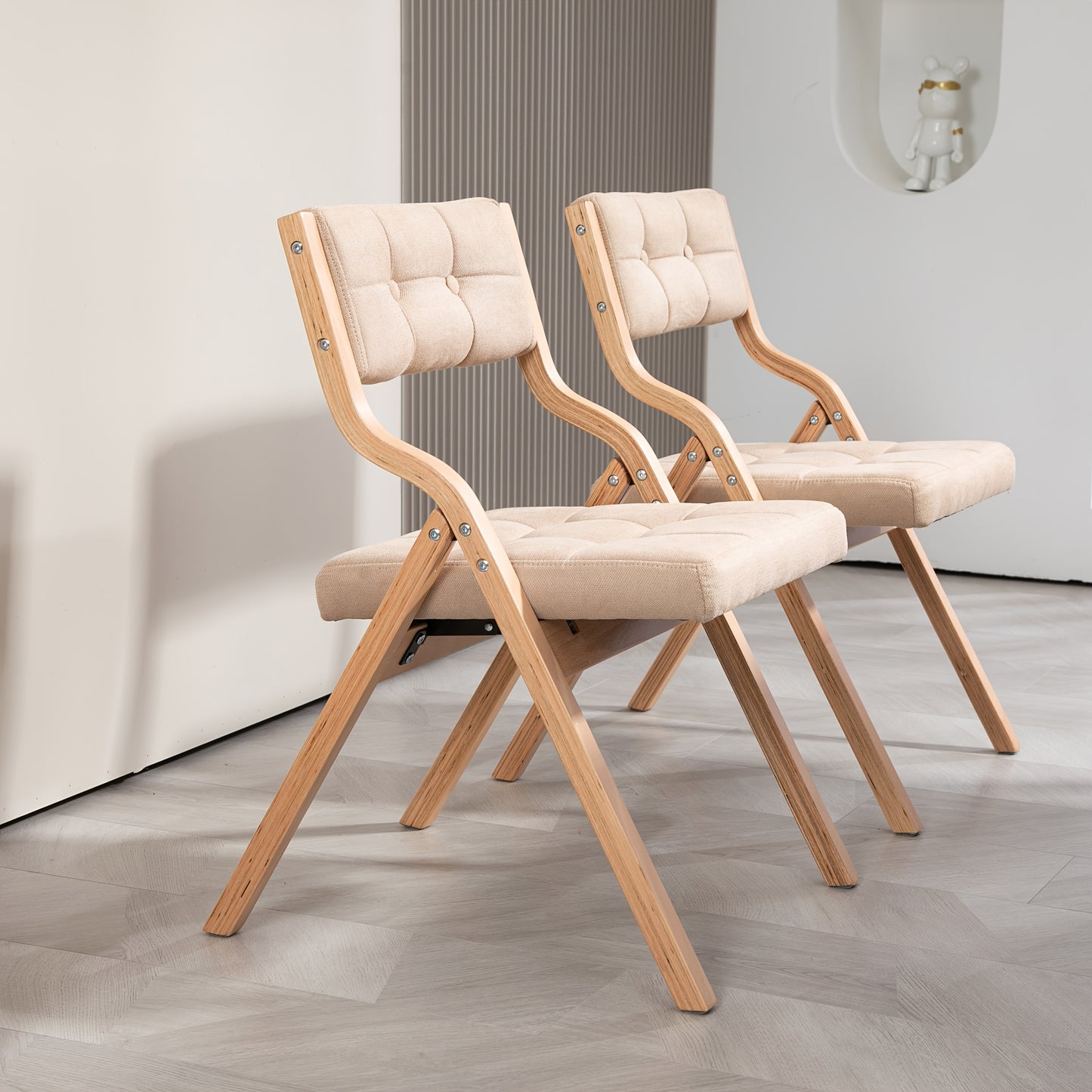 Houten Inklapbare Stoelen – Klapstoel – Vouwstoel – Extra Zitplaats – Zitstoel – Hardhout – Zacht Kussen – Compact Opvouwbaar
