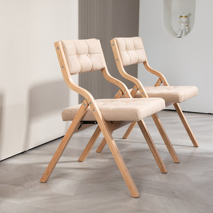 Houten Inklapbare Stoelen – Klapstoel – Vouwstoel – Extra Zitplaats – Zitstoel – Hardhout – Zacht Kussen – Compact Opvouwbaar