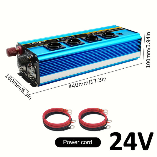 Omvormer – Spanning Omzetter – Stroom Inverter – Spanningsomvormer – Converter – 4000W Zuivere Sinusgolf – LCD Display Met 4 AC Stopcontacten & 4 USB Poorten