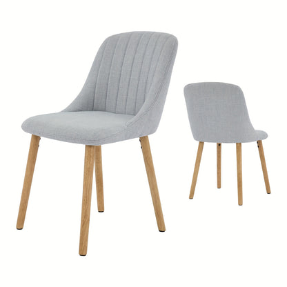 Eetkamerstoelen – Stoelen – Kuipstoelen – Keukenstoelen – Bureau Stoelen – Set van 2 Grijs – Polyester Bekleding – Houten Poten – Afmetingen 43x50x81 cm