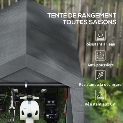 Tuinschuur – Opbergschuur – Fietsenstalling – Tuinopslag – Schuurtent – Ruim 3x3 m – Weerbestendig Gegalvaniseerd Stalen Frame – Donkergrijs