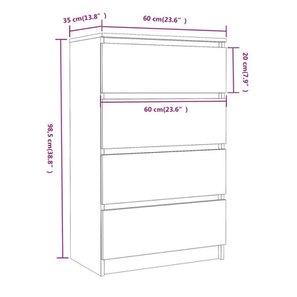 Dressoir – Sideboard – Opbergkast – Ladekast – Kast – Rustiek Smokey Eiken – Compact Formaat 60,96x35,56x99,06 cm – Vrijstaand Met 2 Laden