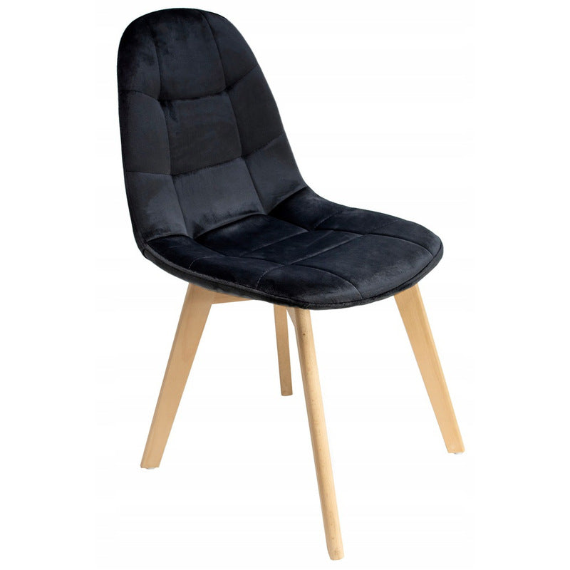 Eetkamerstoel – Stoel – Kuipstoel – Set Van 4 – Zwarte Velvet Bekleding – Beukenhouten Poot – Ergonomische Rugleuning – Draagvermogen 130 kg