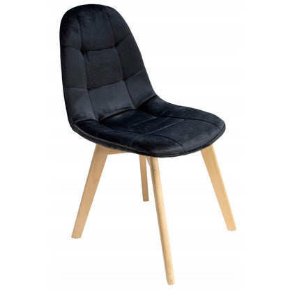 Eetkamerstoel – Stoel – Kuipstoel – Set Van 4 – Zwarte Velvet Bekleding – Beukenhouten Poot – Ergonomische Rugleuning – Draagvermogen 130 kg