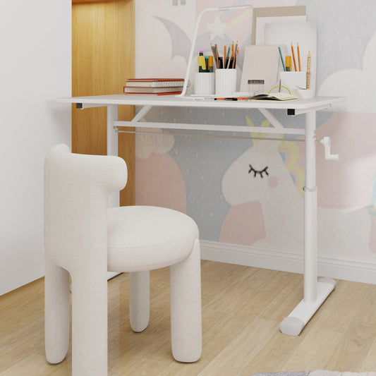Verstelbaar Bureau – Study Desk – Werkplek – Schrijftafel – Thuiswerkplek – Wit – Compact Ontwerp – Stevig & Duurzaam