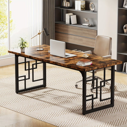 Eettafel – Tafel – Keukentafel – Eetkamertafel – Landelijke tafel – Rustiek Bruin Hout – Industrieel Zwart Metalen Frame – 160 cm Rechthoekig – Geschikt voor 4-6 Personen