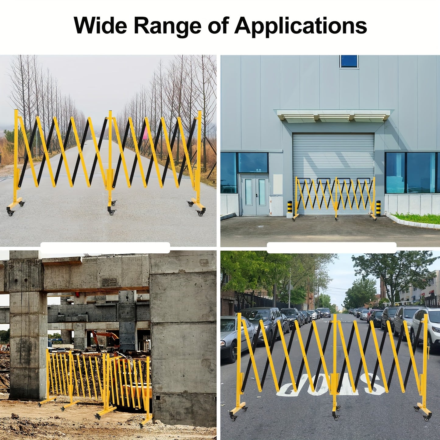 Expandable Metal Barricade with Wheels, 5.0 meter Long Folding Security Gate, Retractable Metal Barrier for Construction Site Elevator Traffic Control Garage, Road Blocker, Event Barrier, Retractable Gate, Portable Barrier, I