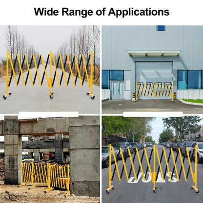 Expandable Metal Barricade with Wheels, 5.0 meter Long Folding Security Gate, Retractable Metal Barrier for Construction Site Elevator Traffic Control Garage, Road Blocker, Event Barrier, Retractable Gate, Portable Barrier, I