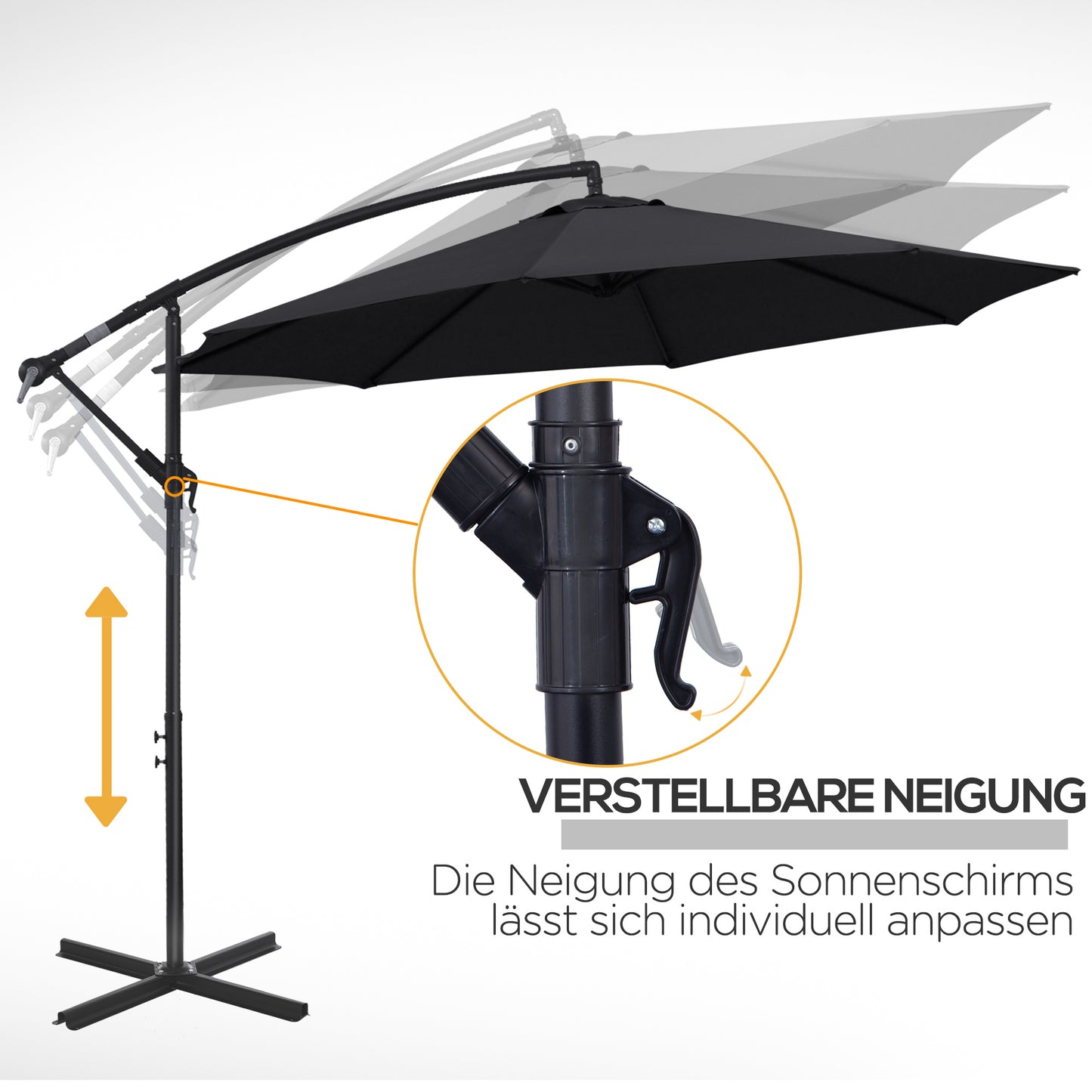 Parasol – Tuinparasol – Balkonparasol – Terrasparasol – Strandparasol – Stevig Stalen Frame – Handkurk Openen – Grijs Ø 2,95 m