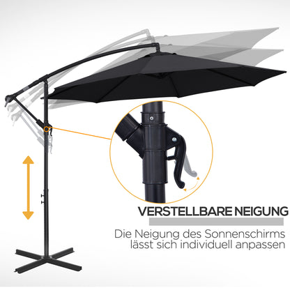 Parasol – Tuinparasol – Balkonparasol – Terrasparasol – Strandparasol – Stevig Stalen Frame – Handkurk Openen – Grijs Ø 2,95 m