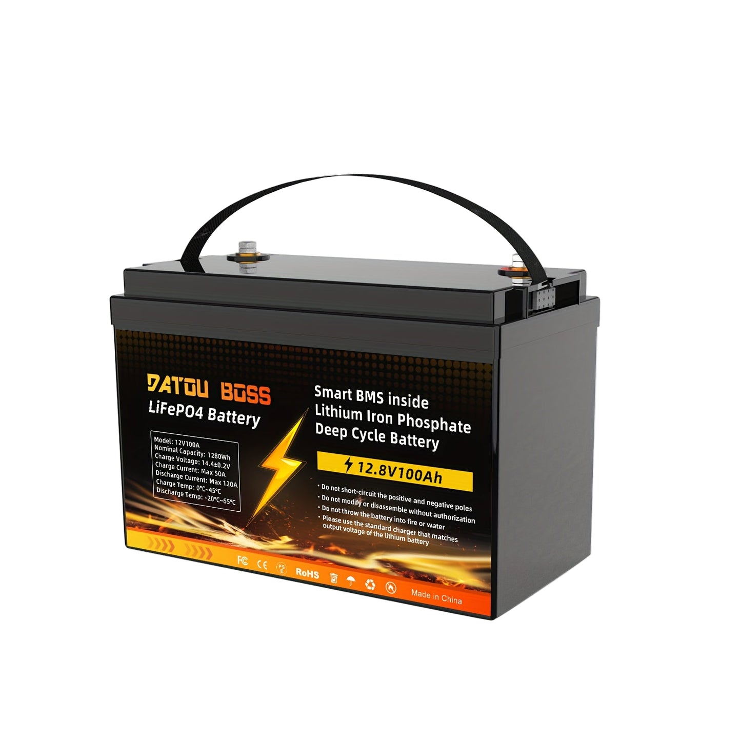 Lithium Accu – LiFePO4 Accu – Lithium Batterij – Onderhoudsvrije Accu – Diepcyclische Accu – 12,8V 100Ah – Ingebouwd 100A BMS – Lichtgewicht en Lange Levensduur