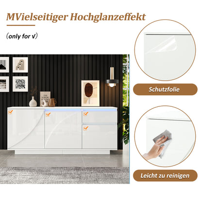 Dressoir – Opbergkast – Ladekast – TV-meubel – Buffetkast – Hoogglans Wit – 140x40x60 cm – MDF Met Verstelbare Planken