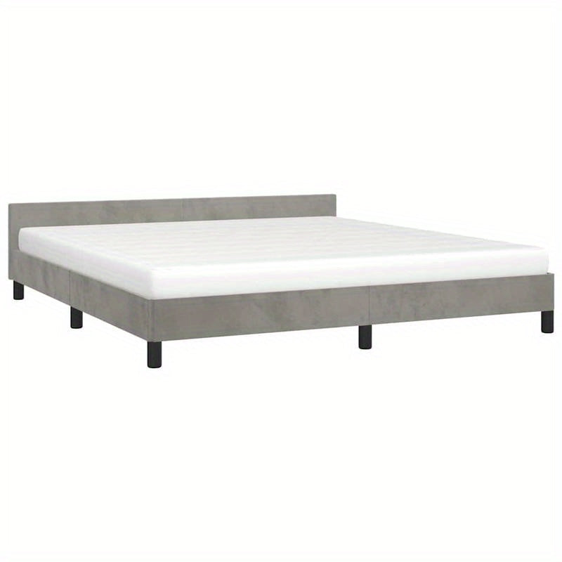 Bedframe – Bed – Tweepersoonsbed – Bedbodem – Slaapbank – Lichtgrijs Velvet – 180x200 cm – Stevig Houten Frame