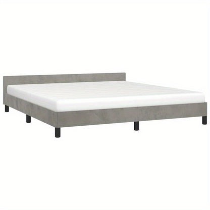 Bedframe – Bed – Tweepersoonsbed – Bedbodem – Slaapbank – Lichtgrijs Velvet – 180x200 cm – Stevig Houten Frame