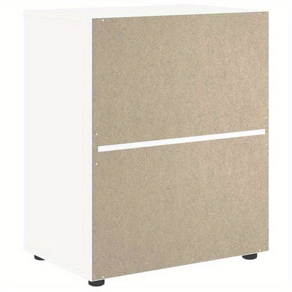 Visnes Blanc 60x40x73cm Wooden Storage Cabinet - Freestanding 3-Tier Shelf with Lockable Drawers, Modern Minimalist Design for Home Office, Bedroom, Living Room - High-Quality Wood, Easy Assembly, Storage Furniture, Minimalis