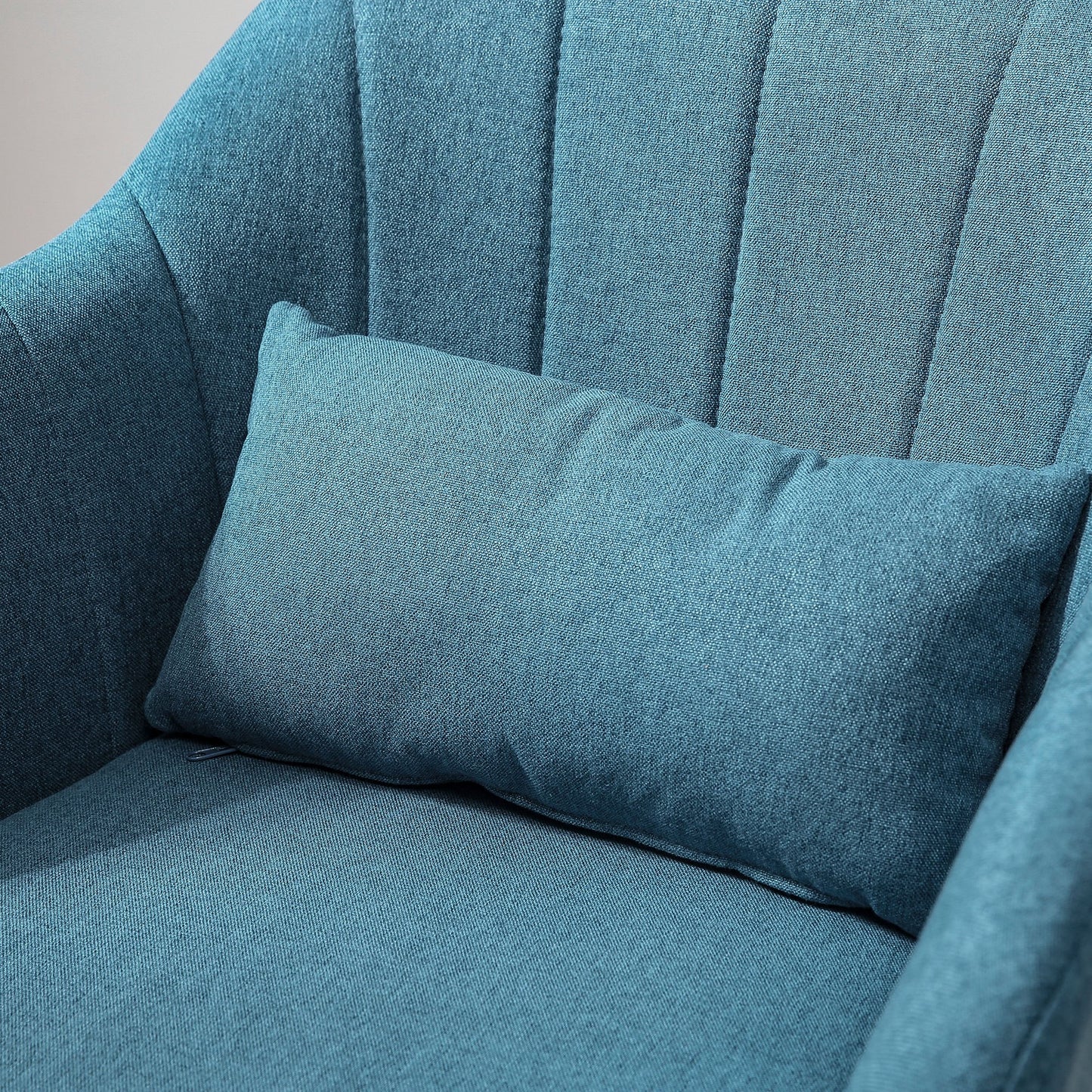 Lounge Chair – Fauteuil – Relaxstoel – Loungestoel – Zetel – Verstelbare Hoogte – 360° Draaibaar – Hoogwaardig Schuim – Chromen Metalen Onderstel – Blauwgroen