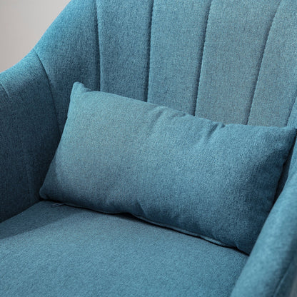Lounge Chair – Fauteuil – Relaxstoel – Loungestoel – Zetel – Verstelbare Hoogte – 360° Draaibaar – Hoogwaardig Schuim – Chromen Metalen Onderstel – Blauwgroen