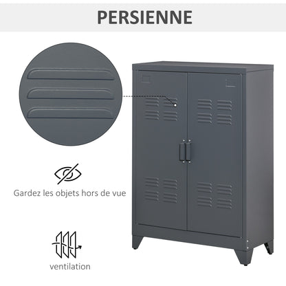Archiefkast – Opbergkast – Dossierkast – Kantoorkast – Metalen Kast – Industrieel Design – 2 Verstelbare Legplanken – Antracietgrijs