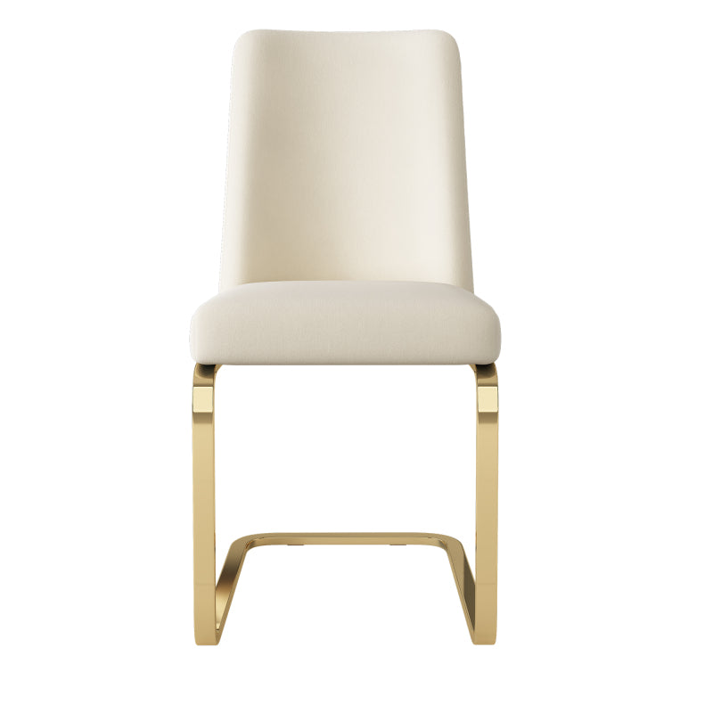 Velvet Eetkamerstoel – Stoel – Lounge Stoel – Armstoel – Dining Chair – Beige Fluweel – Goudkleurige Metalen Poot – Diamond Back Design – Comfortabel Zitvlak