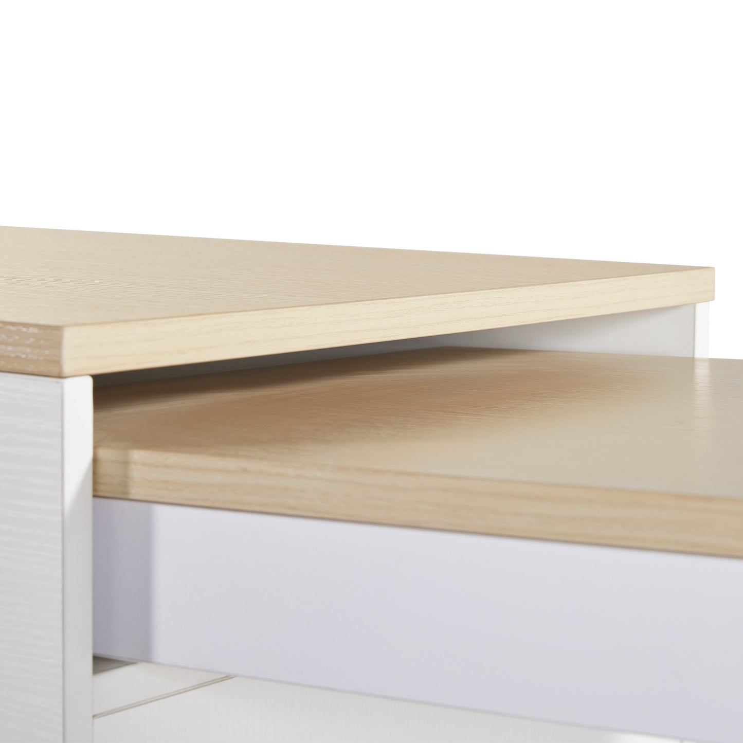 Uittrekbare Bar-/Eettafel – Uitschuiftafel – Keukentafel – Statafel – Werktafel – Met 6 Opbergruimtes – Verstelbaar Tafelblad 118-180 cm – Houtlook Wit