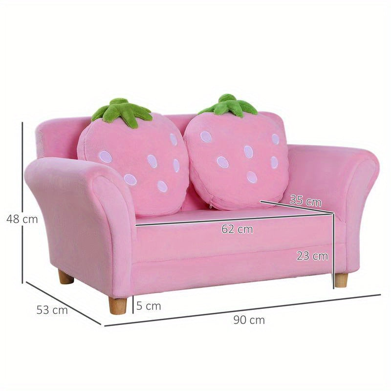 Fauteuil – Zitzetel – Armstoel – Loveseat – Sofa Chair – Zacht Schuim – Stevig Frame – Aardbeienprint – Roze Wit – Multifunctioneel – Onderhoudsvriendelijk