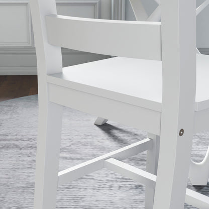Eetkamerstoelen – Keukenstoelen – Houten Stoelen – Witte Stoelen – Lade Rugleuning – Set van 2 – Slipvaste Pootbeschermers – Massief Houten Frame 41,5x46x90 cm