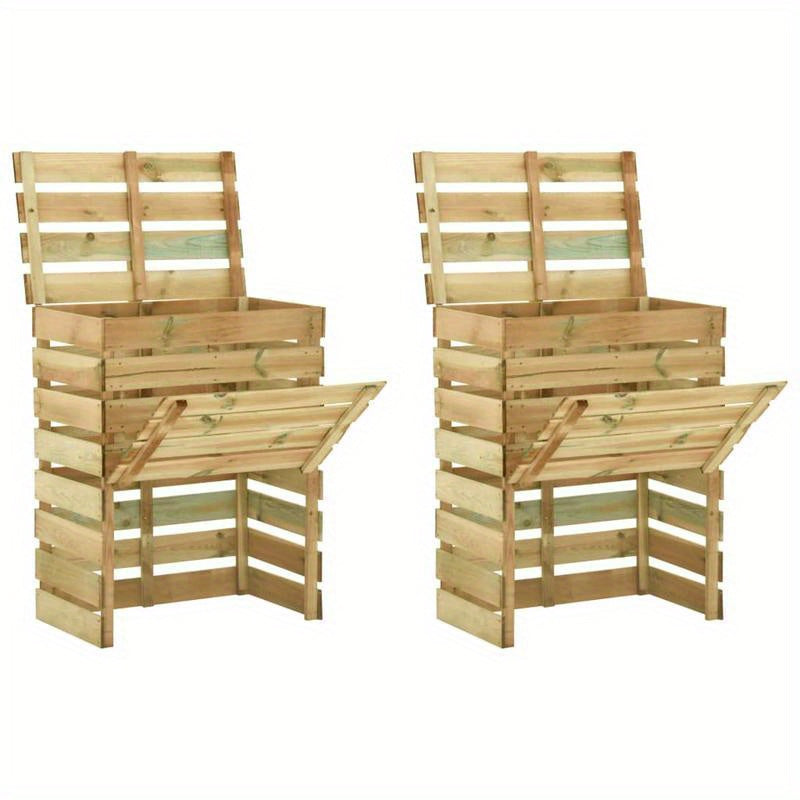 Compostbak – Compostvat – Composter – Composteerbak – Tuinbak – Houten lattenrooster – 2 stuks – 80x50x100 cm – Rotbestendig geïmpregneerd dennenhout