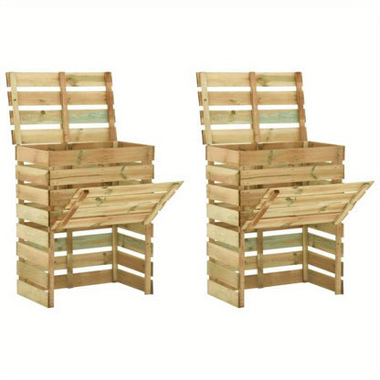 Compostbak – Compostvat – Composter – Composteerbak – Tuinbak – Houten lattenrooster – 2 stuks – 80x50x100 cm – Rotbestendig geïmpregneerd dennenhout