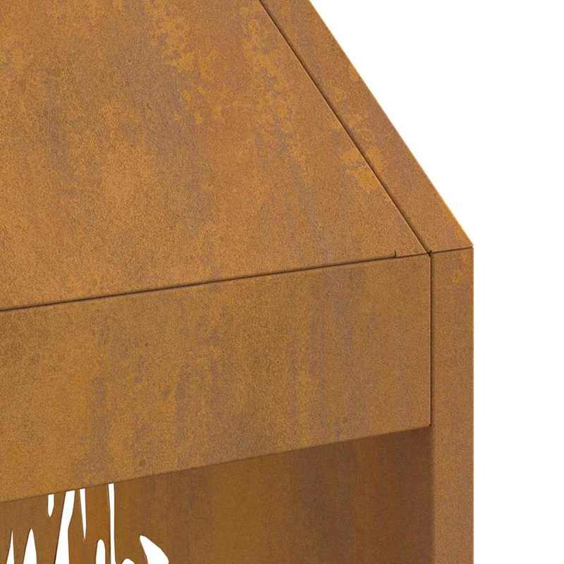 Buitenhaard – Terrashaard – Vuurschaal – Vuurkorf – Fire Pit – Houtkachel – 50x50x100 cm – Bruin Gecoat Staal