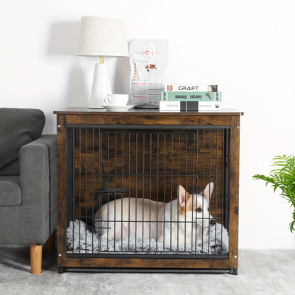 Hondenbench – Hondenkooi – Bench – Hondenhok – Kennel – Dubbele Deuren – Verwijderbare Lade – Stijlvol Metaal & MDF – Ruimtebesparend Meubel – Middelgrote Maat L