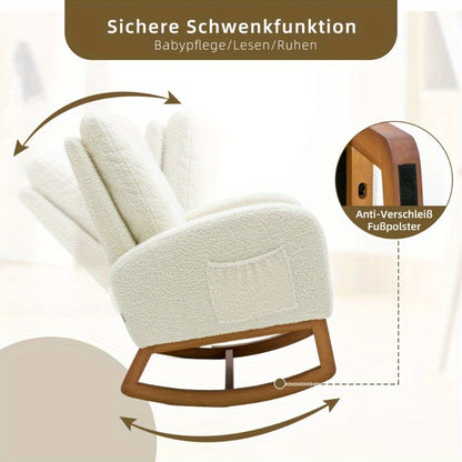 Schommelstoel – Schommelstoel Hooghout – Relaxstoel – Wiegstoel – Lounge Stoel – Metaal Frame – Pluche Bekleding – Ergonomische Rugleuning – Eenvoudige Montage – Geen Stroom Nodig