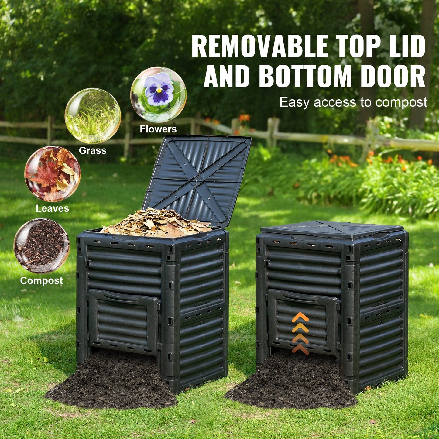 Compostbak – Tuinafvalbak – Composteerbak – Organische Afvalbak – Compostcontainer – 800 Liter Capaciteit – Weerbestendig Lichtgewicht Materiaal