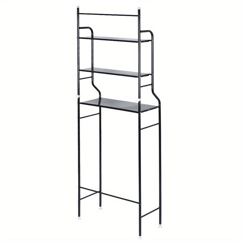 Opbergrek Badkamer – Badkamerkast – Toiletkast – Opbergkast – Rek Voor Boven Toilet – Zwart – 3-laags – 55 x 26 x 165 cm – Metalen Frame – Ruimtebesparend Design