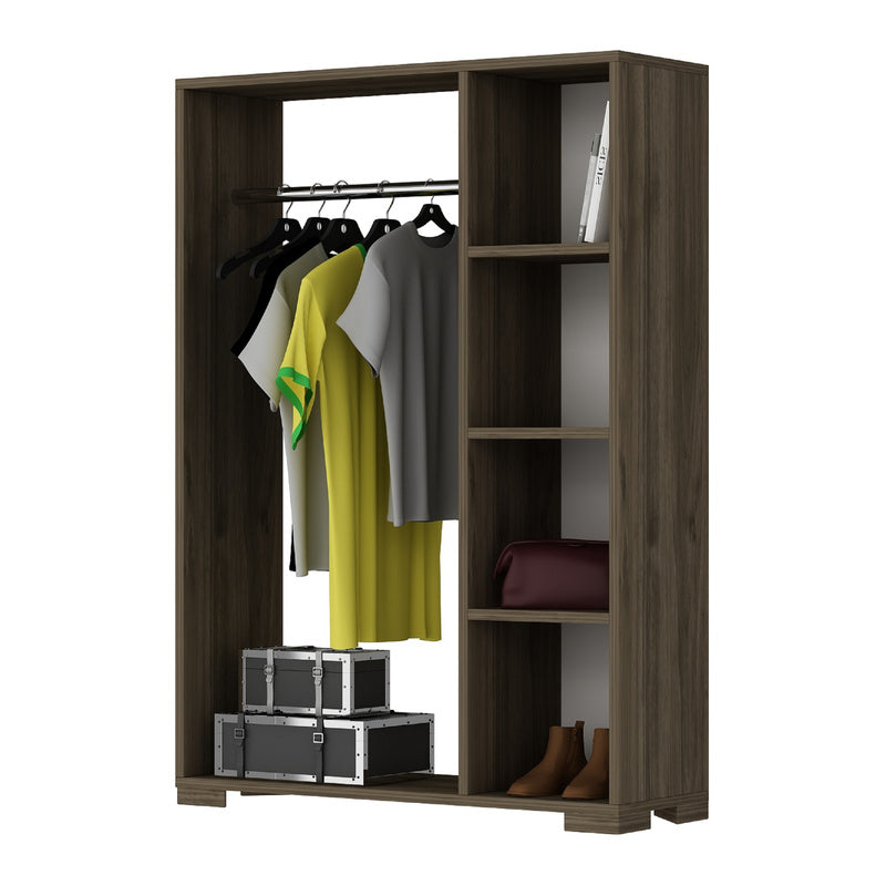 Kledingkast – Garderobekast – Kleerkast – Opbergkast – Dichte Kast – Antraciet – Compact 126x90x30 cm – Stevig Spaanplaat met Kledingstang