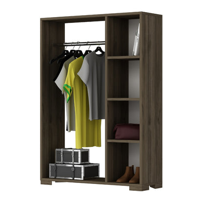 Kledingkast – Garderobekast – Kleerkast – Opbergkast – Dichte Kast – Antraciet – Compact 126x90x30 cm – Stevig Spaanplaat met Kledingstang