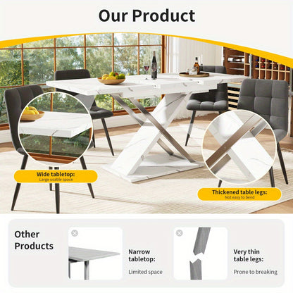 Uitschuifbare Eettafel – Inklapbare Tafel – Verlengbare Tafel – Keukentafel – Eetkamertafel – Modern Licht Luxe – Ruimtebesparend – Geen Montage