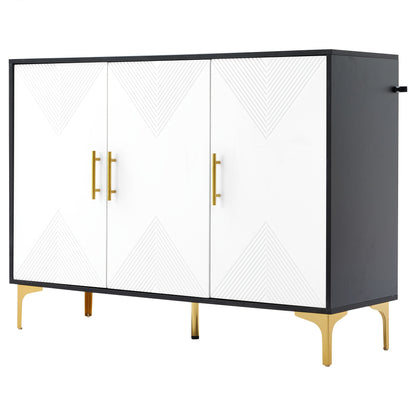 Opbergkast – Kasten – Dressoir – Sideboard – Bergmeubel – Wit Met Gouden Accenten – Ruime Opbergruimte 3,2+ Kubieke Voet – Vrijstaand En Snel Te Plaatsen