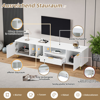 Tv-kast – TV Meubel – Media Kast – Entertainment Meubel – Luxe Verticale Kast – Geschikt voor TV’s tot 80 inch – Mat Wit Met Honeycomb Design