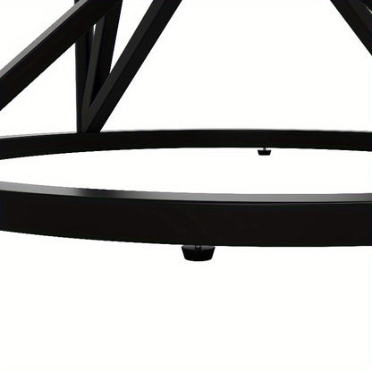 Round Dining Table 100cm/39.37" Marble-Like White & Grey Top with Black Metal Legs - Sturdy Geometric Base, Space-Saving Design for 4-6 People, Classic Modern Kitchen/Dining/Living Room Table, Easy-Clean Surface, No Assembly