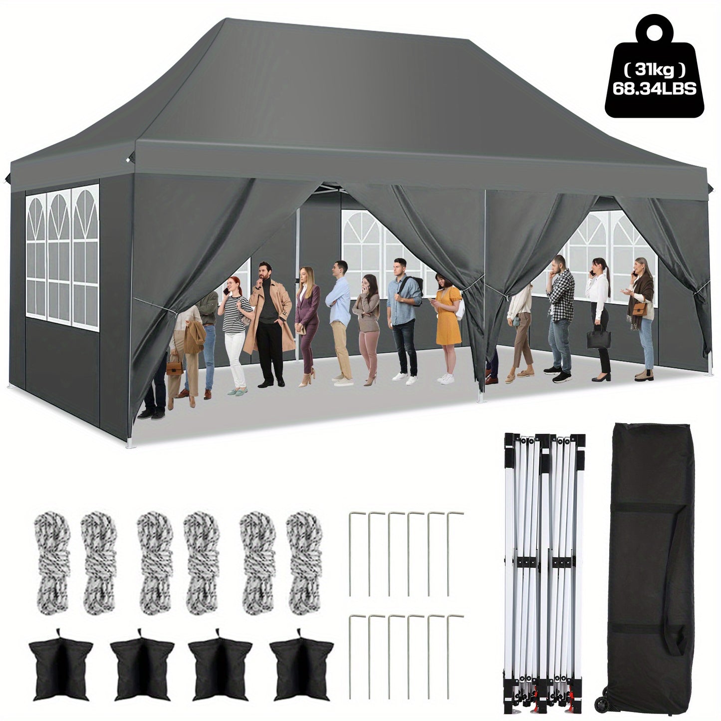 Pop-up Tent – Partytent – Tuinpaviljoen – Camping Shelter – Buitenluifel – 3x6 Meter – Water- en UV-bestendig