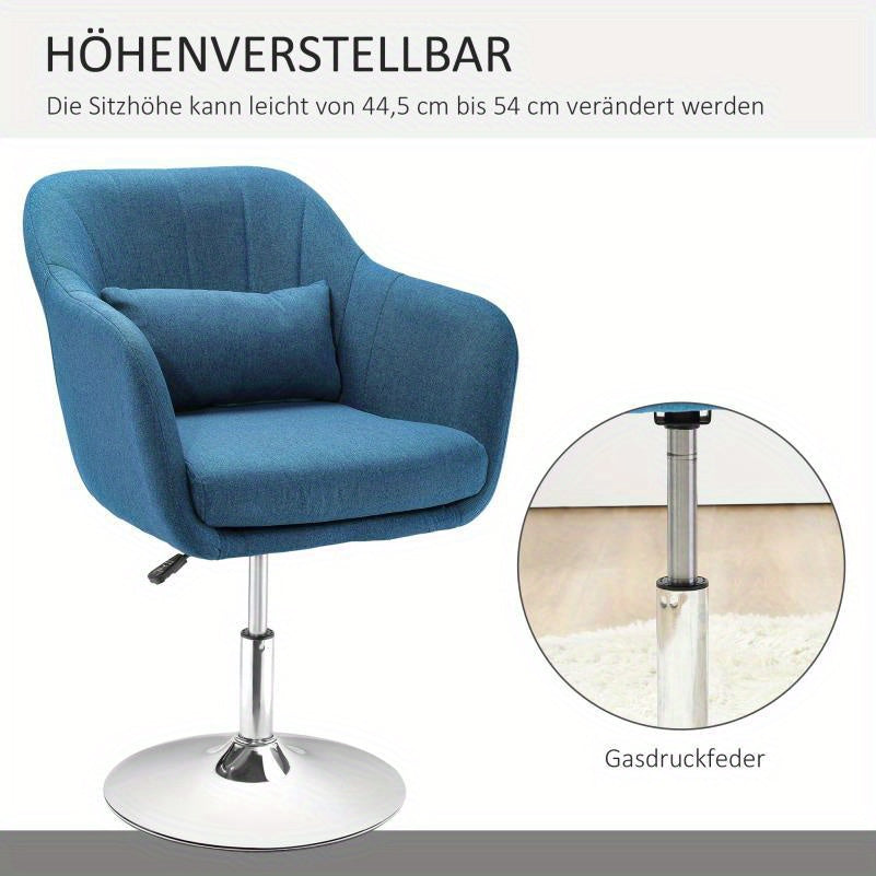 Draaifauteuil – Fauteuil – Lounge Stoel – Relaxstoel – Draaistoel – Lichtblauw – Stof met Linnenstructuur – Met Metalen Frame – Handmatig Draaibaar Zonder Elektriciteit