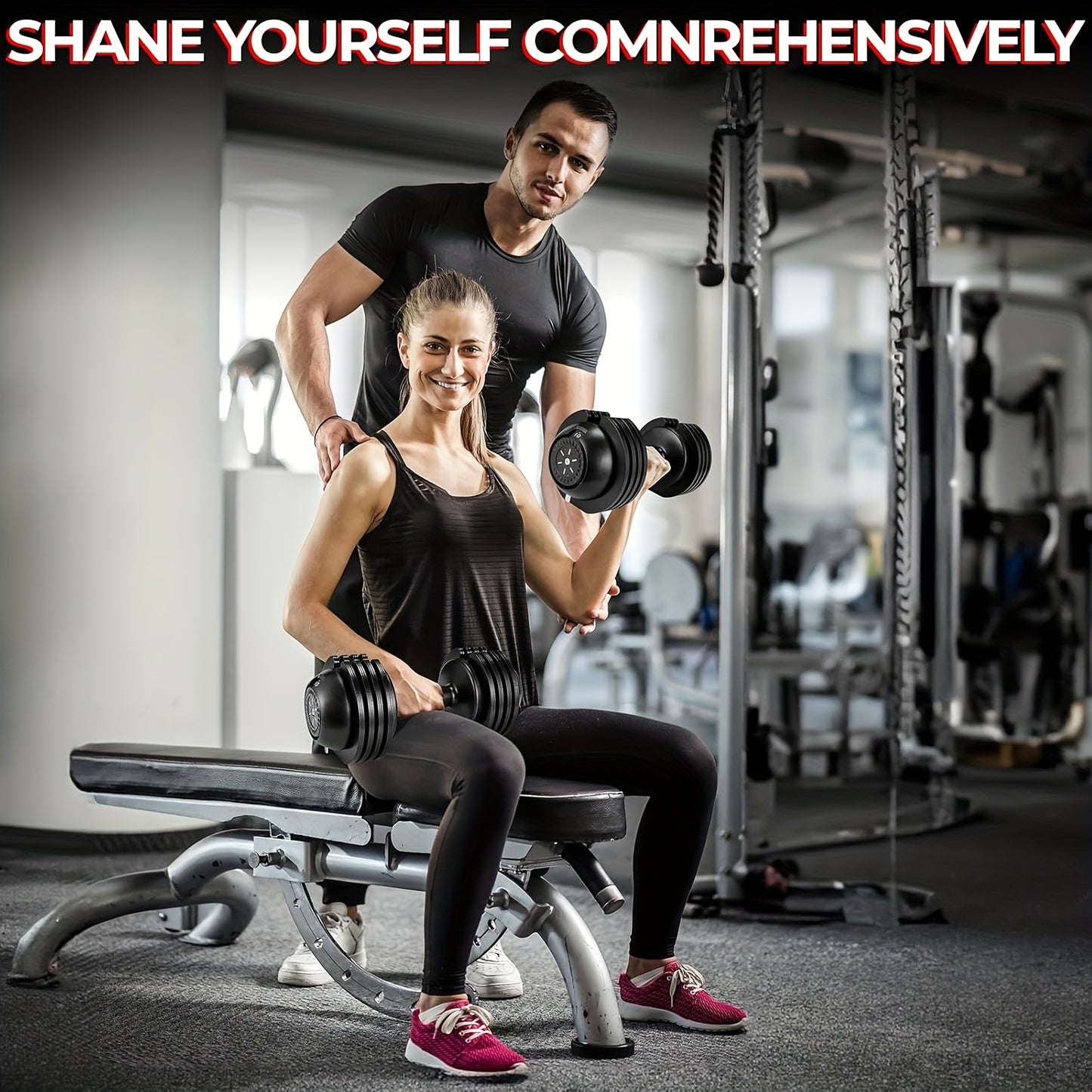 2pcs 10kg Dumbbells with Base, Adjustable Weight, Non-slip Handle, Total Weight 20kg, with Base to Prevent Rolling, Suitable for Home, Office, Gym, Body Training