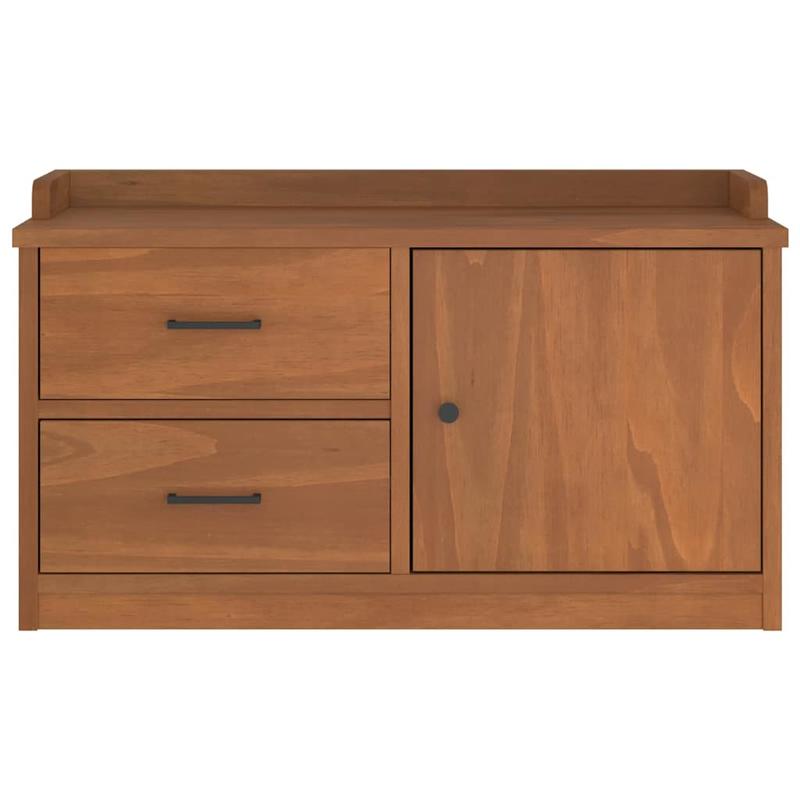 Modern Solid Pine Hallway Bench with Storage - 87x40x50cm, Two Drawers & Open Compartment, Ideal for Shoe Rack or Living Room Organizer, Natural Wood Finish, Display Storage | Contemporary Design | Solid Pine Wood