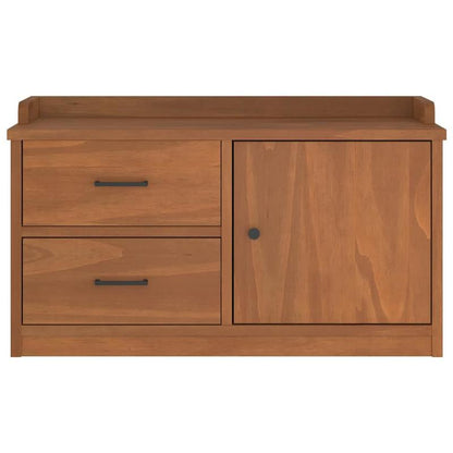 Modern Solid Pine Hallway Bench with Storage - 87x40x50cm, Two Drawers & Open Compartment, Ideal for Shoe Rack or Living Room Organizer, Natural Wood Finish, Display Storage | Contemporary Design | Solid Pine Wood