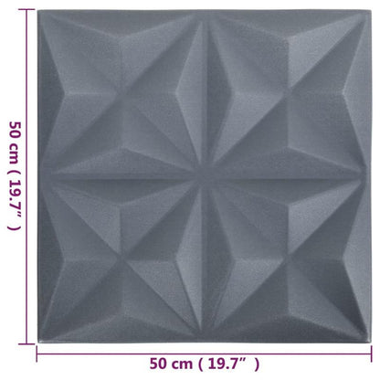 48 st Wandpanelen 3D origami 12 square meter 50x50cm grijs