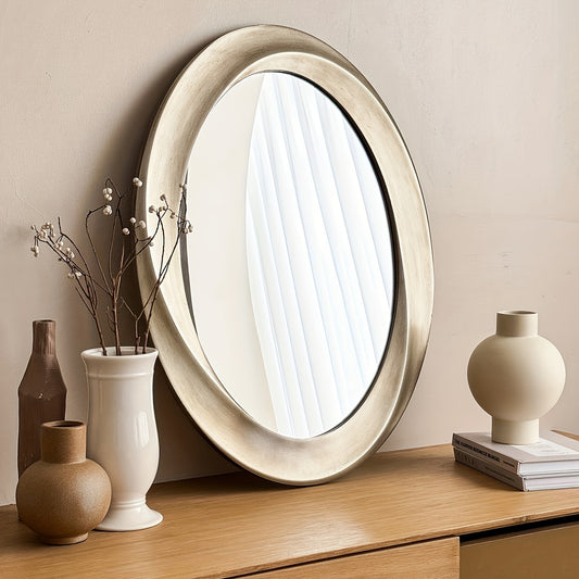 Baroque Wall Mirror Oval 80x60cm for Entryway Deco Large vintage Golden Hanging Mirror, Style Decorative Accent, Vintage Vanity Mirror with Unique Sculptural Design Framed, Mirror Decorative for Living Room Bedroom Fireplace