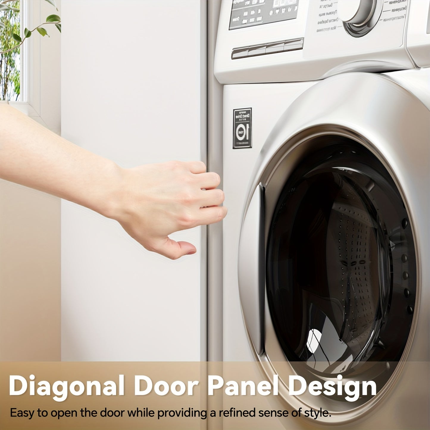 Wasmachinekast – Wasdrogerkast – Opbergkast – Waskamermeubel – Wit – 96x66x96 cm – 2 Ruime Planken – Verstelbare Zijopslag